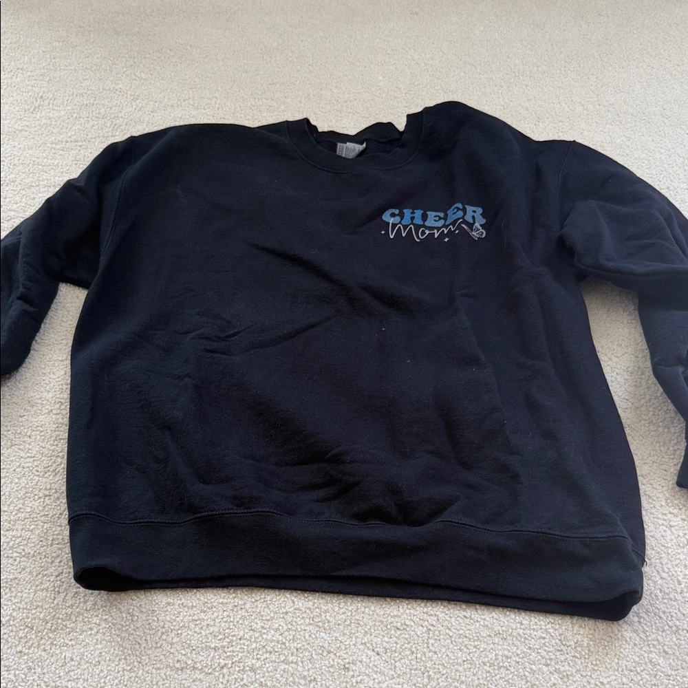 Gildan Black Crewneck Sweater with Blue Graphic